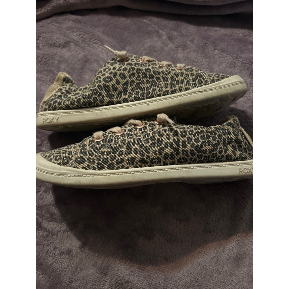 Roxy Leopard Print Canvas Sneakers Lace Up Casual Shoes‎ Comfortable